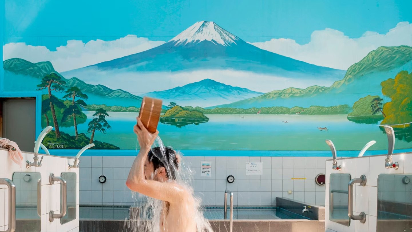 At the bathhouse
